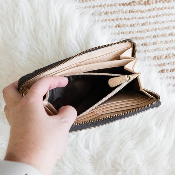 Coach Peyton Long Zip Around Wallet F50180 Signature CC Accordion Brown Tan - Picture 12 of 12